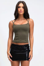 Versatile Slim Solid Double Strap Cropped Cami Top image 6