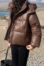 Cropped Plush Lined Oversized Puffer Jacket image 5