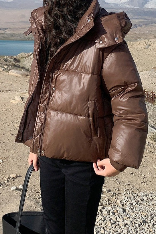 Cropped Plush Lined Oversized Puffer Jacket image 5
