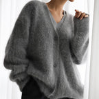 V-Neck Mink Wool Knit Cardigan image 2