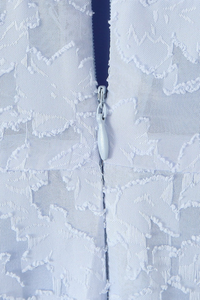 Romantic Blue Halter Jacquard Party Dress image 5