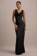 Satin Cowl Neck Fishtail Party Dress image 14