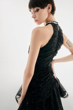 Rhinestone Embellished Round Neck Bodycon Mini Dress image 4