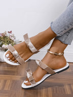 Dahlia Flat Sandals detail view styled for Avrienne