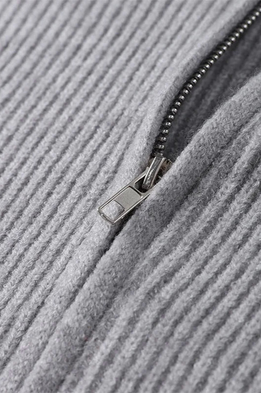 Pleated Knit O Neck Zipper Cardigan image 10
