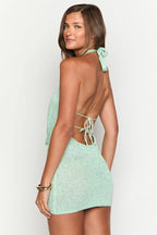 Sexy Halter Cowl Neck Knit Bodycon Mini Dress image 6