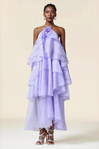 Chic Halter Neck Floral Applique Maxi Dress image 3