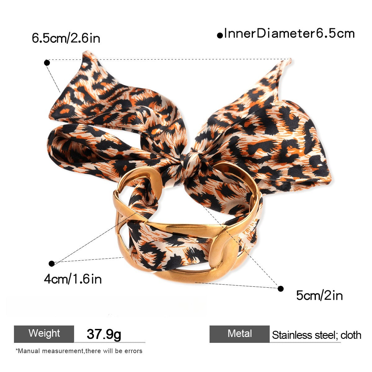 Stainless Steel Hollow Fabric Open Bracelet image 9