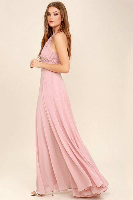Chiffon Halter Ruched Gown Formal Dress image 1