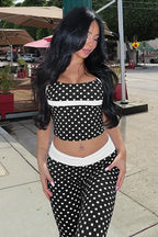 Contrast Polka Dot Sexy Tank Pants Two Piece Set image 6