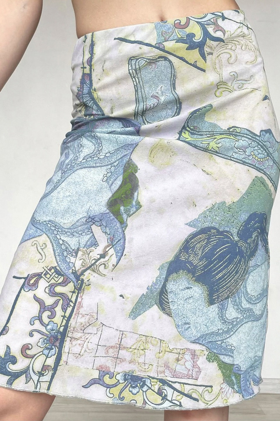Abstract Print Mesh Bodycon Skirt image 2