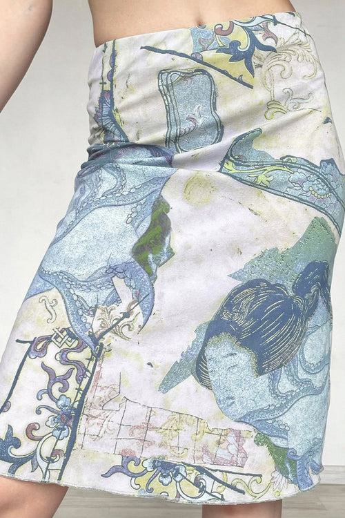 Abstract Print Mesh Bodycon Skirt image 2