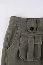Street Style Low-Waisted Multi-Pocket Denim Cargo Pant image 4