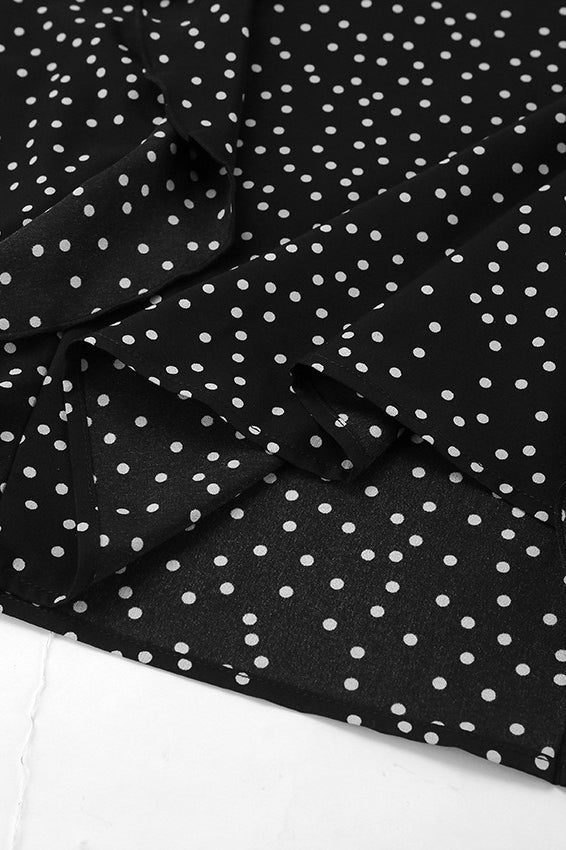 Vintage V-Neck Polka Dot Puff Sleeve A-Line Maxi Dress image 4