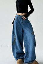 Leopard Spliced Vintage Wide Leg Jeans image 10