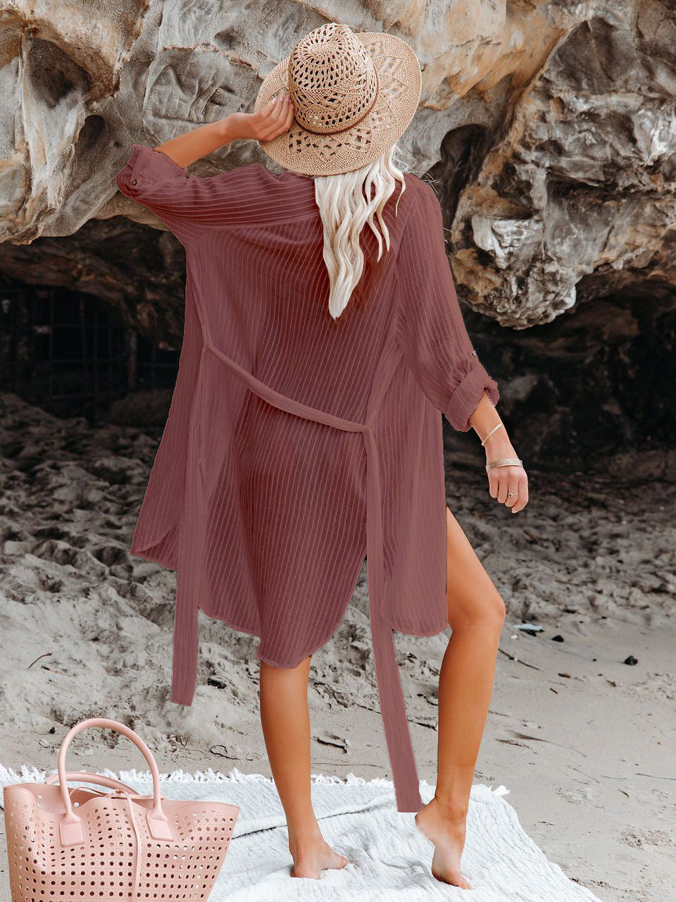 Textured Beach Cover Up Blouse image 30