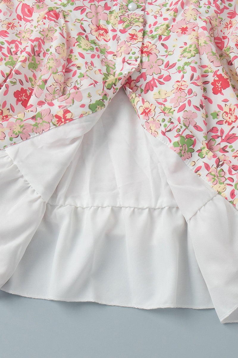 Peter Pan Collar Floral Puff Sleeve Button Mini Dress image 9
