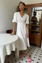 Cotton Printed Puff Sleeve Midi Dress image 8