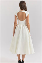 Minimalist Solid Backless Swing Midi Dress image 7