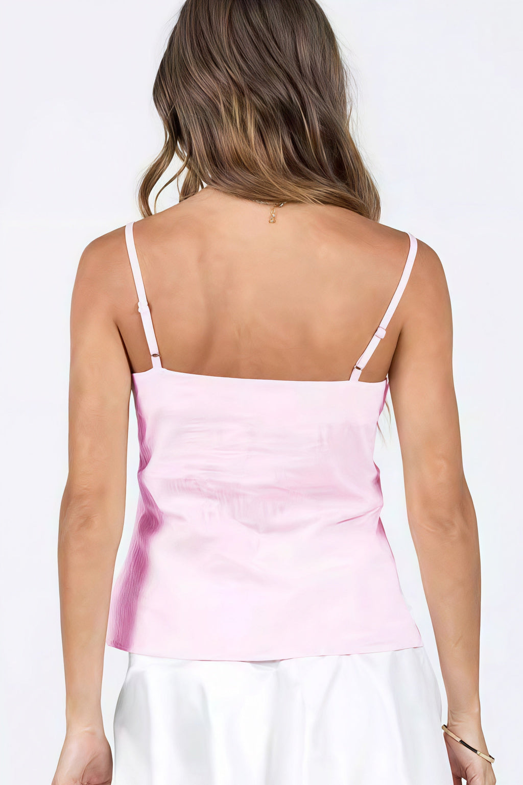 Solid Lace Trim Backless Slim Cami Top image 3