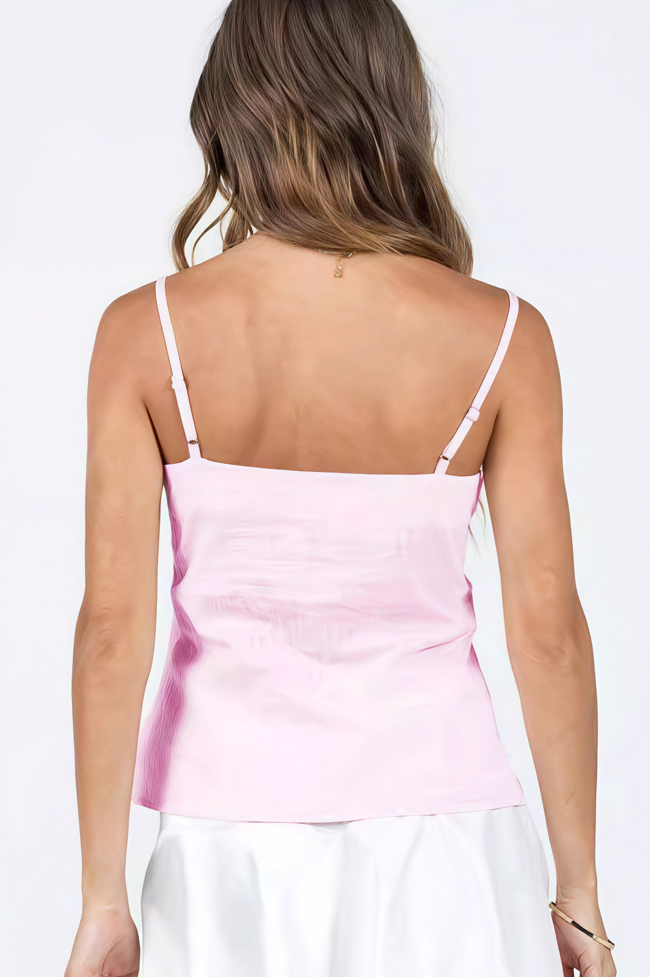 Solid Lace Trim Backless Slim Cami Top image 3