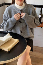 Retro Toggle-Button Loose Short Knit Cardigan image 9