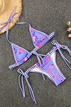 Colorblock Printed Tie Two Piece Swim Set image 4