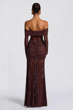 Elegant Lace Off Shoulder Long Sleeve Formal Dress image 5