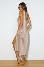 Sexy Satin Slit Hem Backless Midi Dress image 12