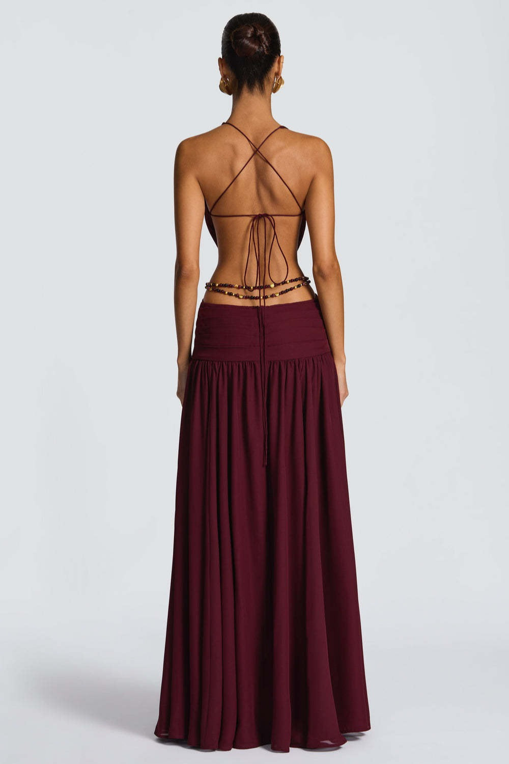 Halter Deep V Tie Backless High Slit Maxi Dress image 5