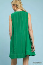 Belen Linen Dress detail view styled for Avrienne