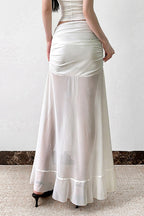Mesh Panel Ruffle Tie Detail Maxi Skirt image 4