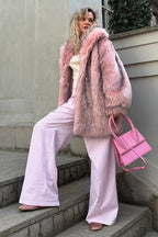 Faux Fur Plush Warm Open Front Coat image 4