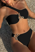 Asymmetrical Metal Shoulder Bikini Set image 1