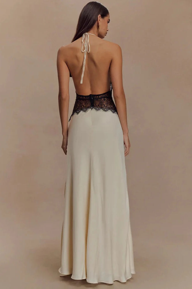 Lace Patchwork Backless Halter Boho Dress image 40