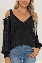 Deep V Sexy Off-Shoulder Loose Pullover Sweater image 11