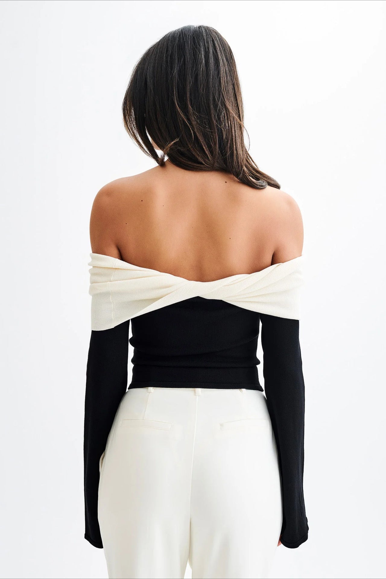 Off-Shoulder Fitted Knit Sweater image 2
