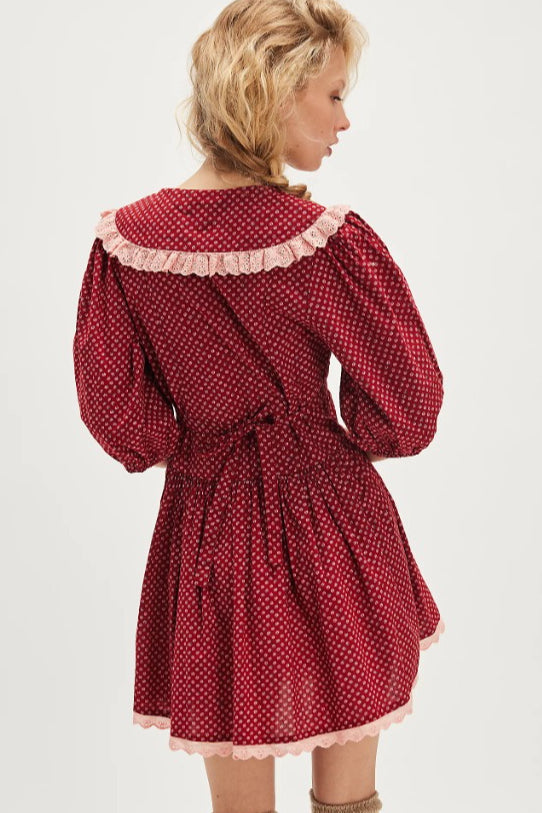Vintage Polka Dot Peter Pan Collar Puff Sleeve Mini Dress image 2