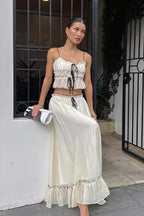 Elegant Satin Bow Cami Top Pleated Skirt Skirt Sets image 1