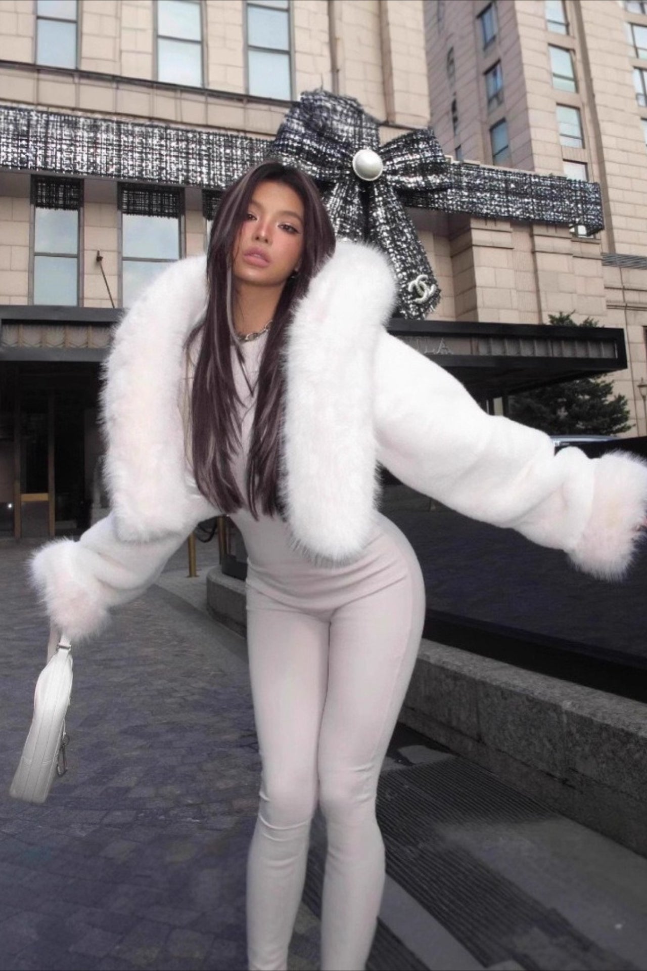 Solid Color Plush Warm Short Hooded Coat image 3
