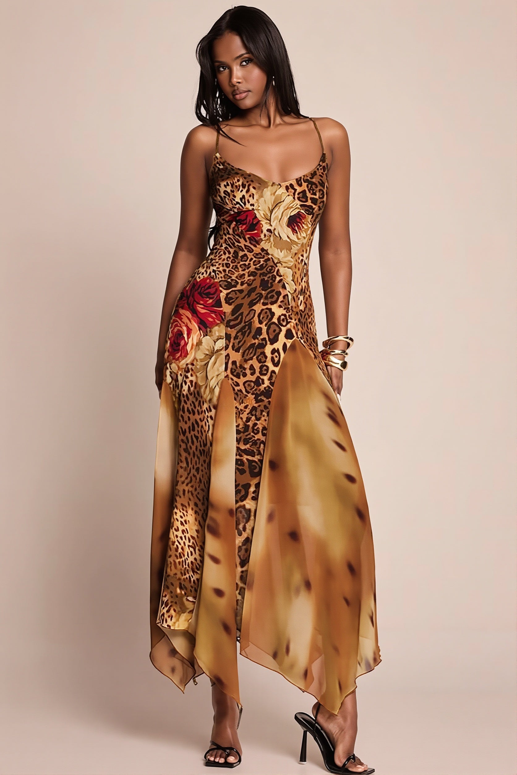 Mesh Splicing Cami Wild Maxi Dress image 1