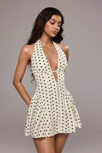Chic Polka Dot Halter Neck Backless Slip Mini Dress image 5