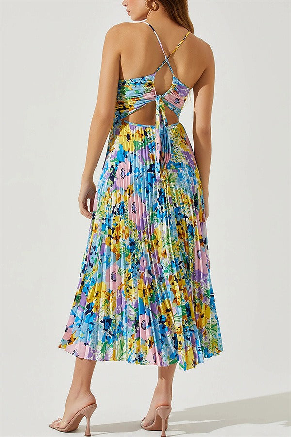 Floral Cami Pleated Print Maxi Dress image 10