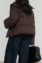 Knit Collar White Duck Down Puffer Jacket image 6