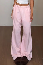 Retro Pink Relaxed Wide Leg Casual Pants image 1