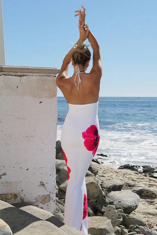 Floral Backless Slim Fit Bodycon Maxi Dress image 2