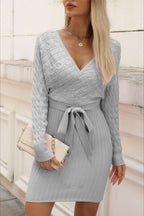 V-Neck Batwing Sleeve Sweater Dress image 7