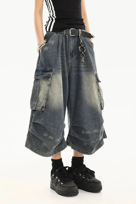 Vintage Washed Workwear Cropped Jeans image 2