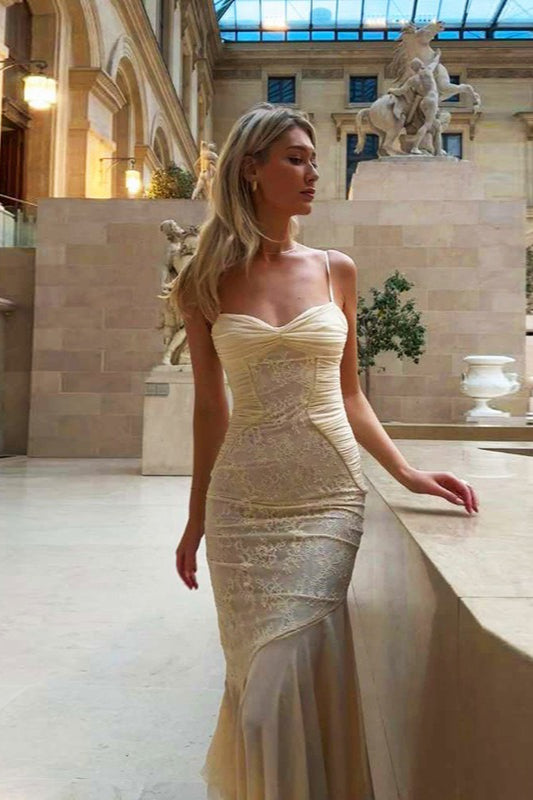 Lace Ruffle Slip Maxi Formal Dress image 5