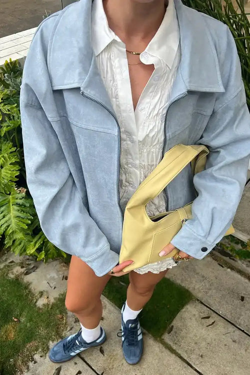 Casual Blue Suede Jacket image 2